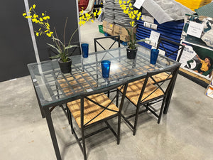 Modern Industrial Glass Dining Set – Table + 5 Chairs