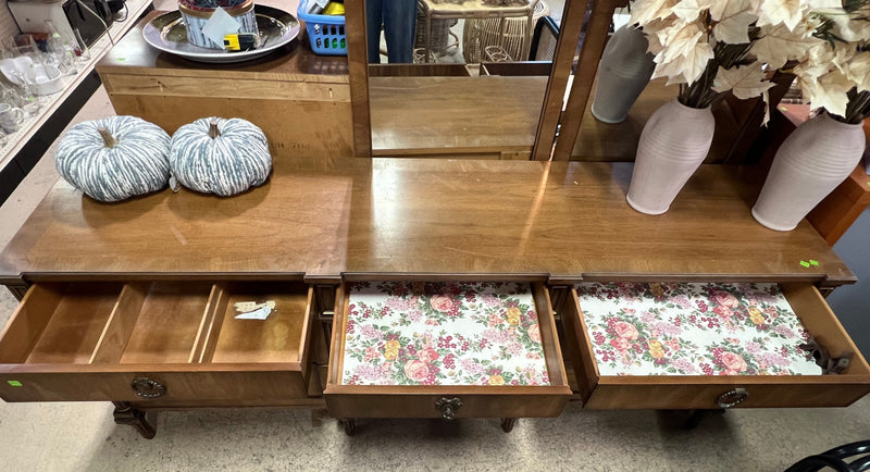 Nine Drawer Wooden Dresser with Mirrors