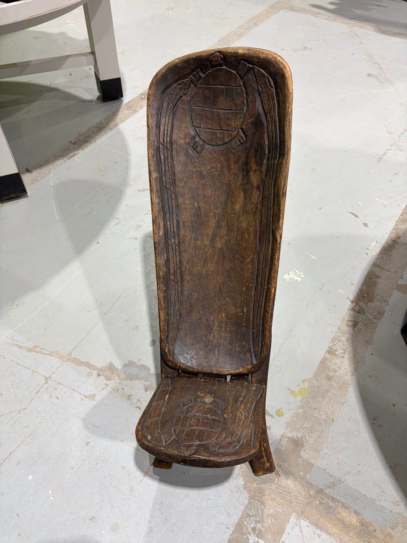 Hand-Carved African Folding Chair