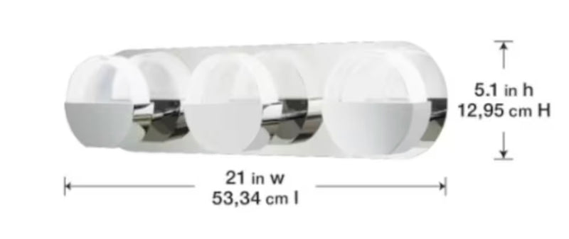 3-Light Bathroom Integrated LED Chrome Vanity Light Modern Round Clear Glass Shade