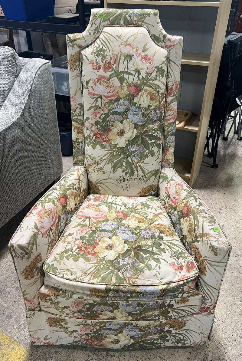 Floral Vintage High-Back Accent Chair