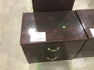 Red Wooden Nightstand With Two Drawers