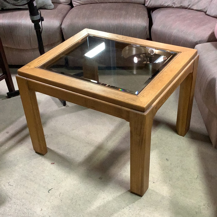 Angular Glass Top Side Table