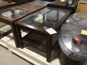 Reddish Brown Coffee Table With Glass Top