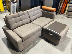 Modern Pull-Out Loveseat Sofa with Ottoman and Tray