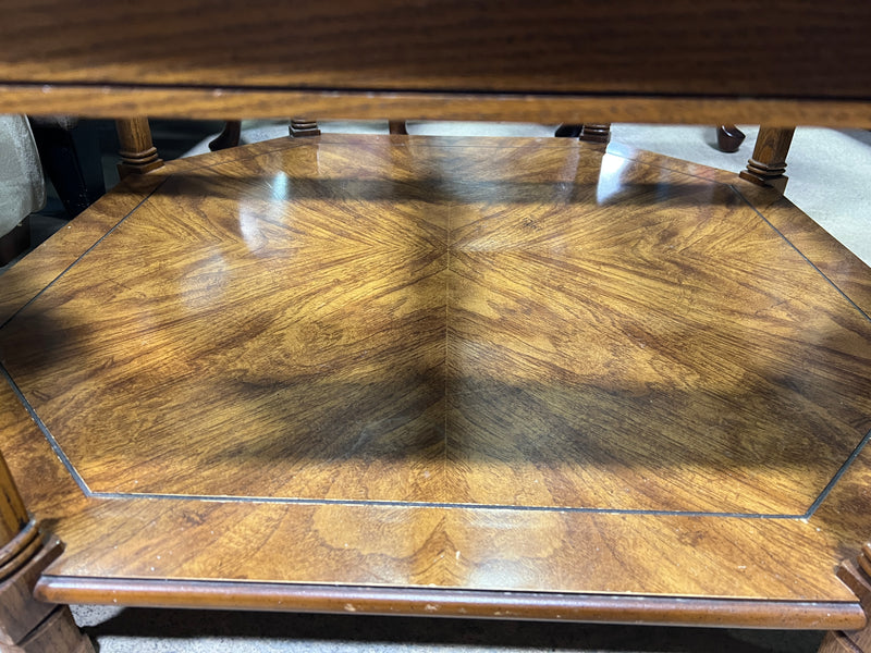 Vintage Octagonal Wood & Glass Coffee Table