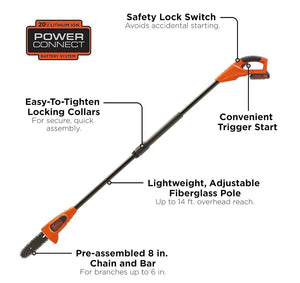 BLACK+DECKER Cordless 20V Max Lithium Ion Battery Powered Pole Saw