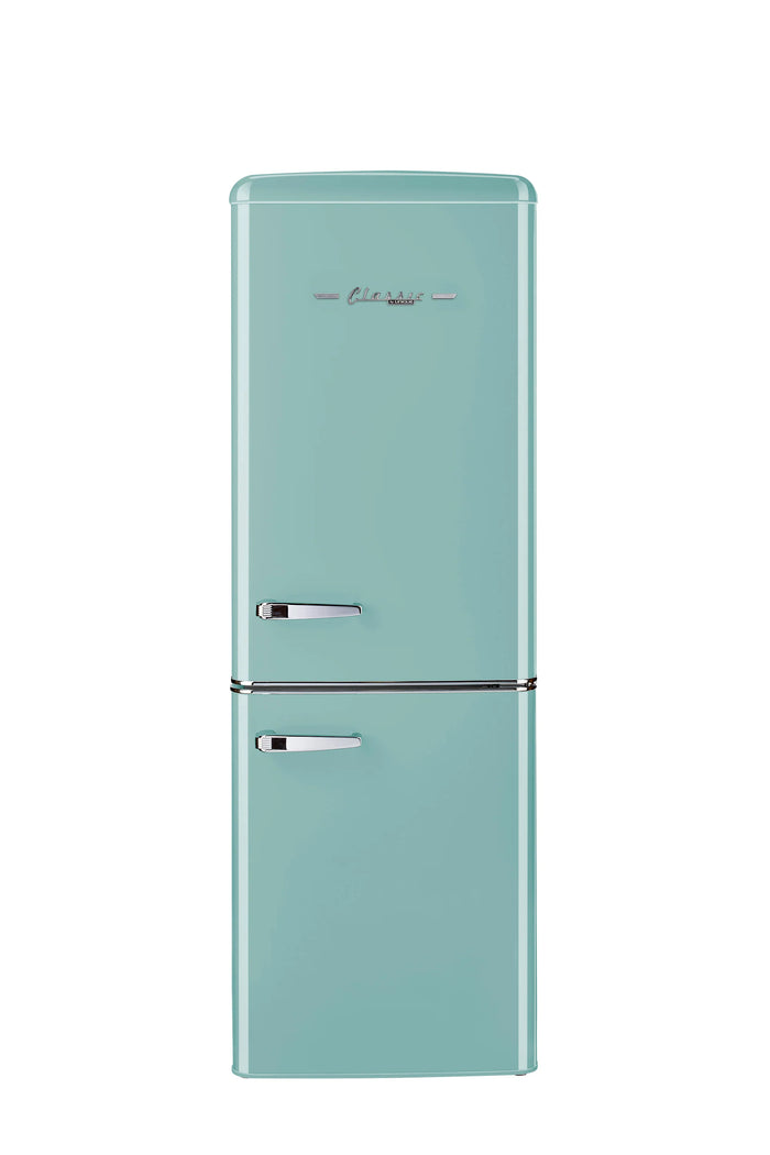 Classic Retro 22-inch 7 cu. ft. Bottom Freezer Counter Depth Refrigerator with Wine Rack in Summer Mint Green