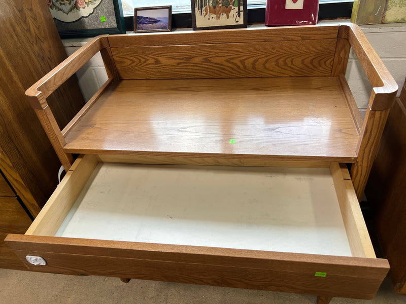 Wood Changing Table with Golden Oak Finish