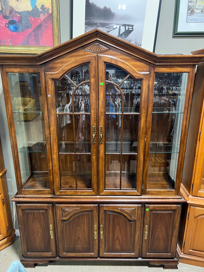 Dark Wooden China Cabinet and Hutch