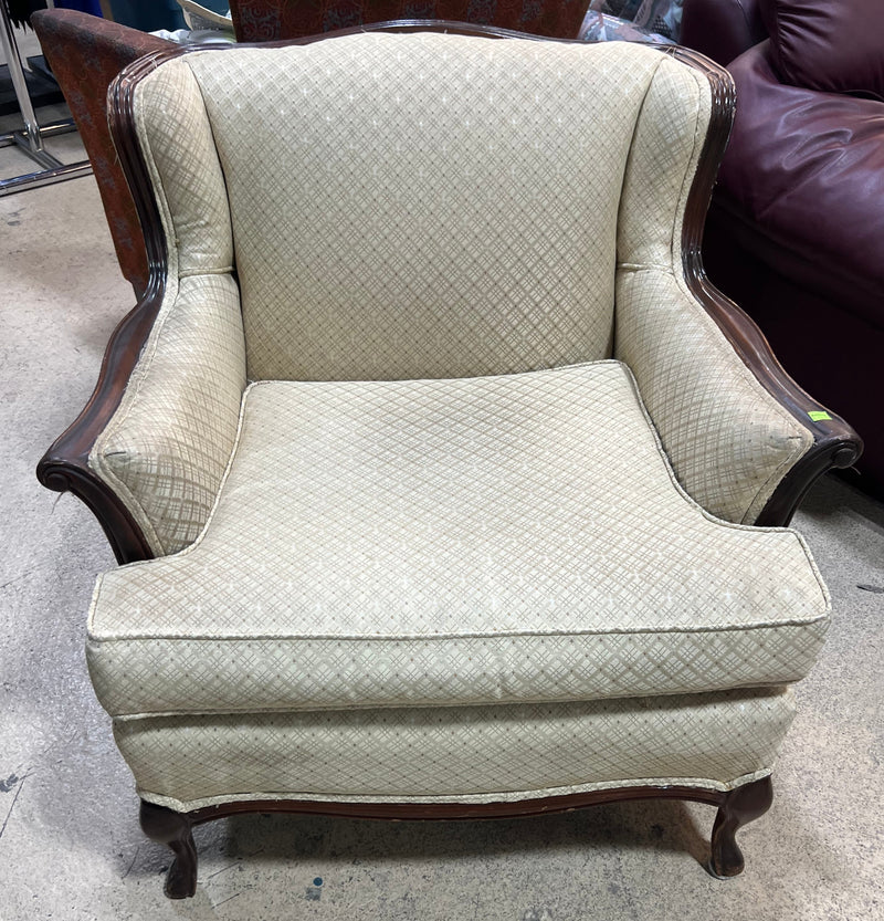 Vintage Beige Wingback Accent Armchair