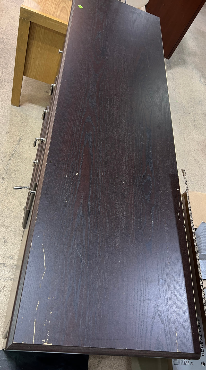 Dark Brown Traditional Wooden Dresser with Dual Cabinets &amp; 4 Drawers