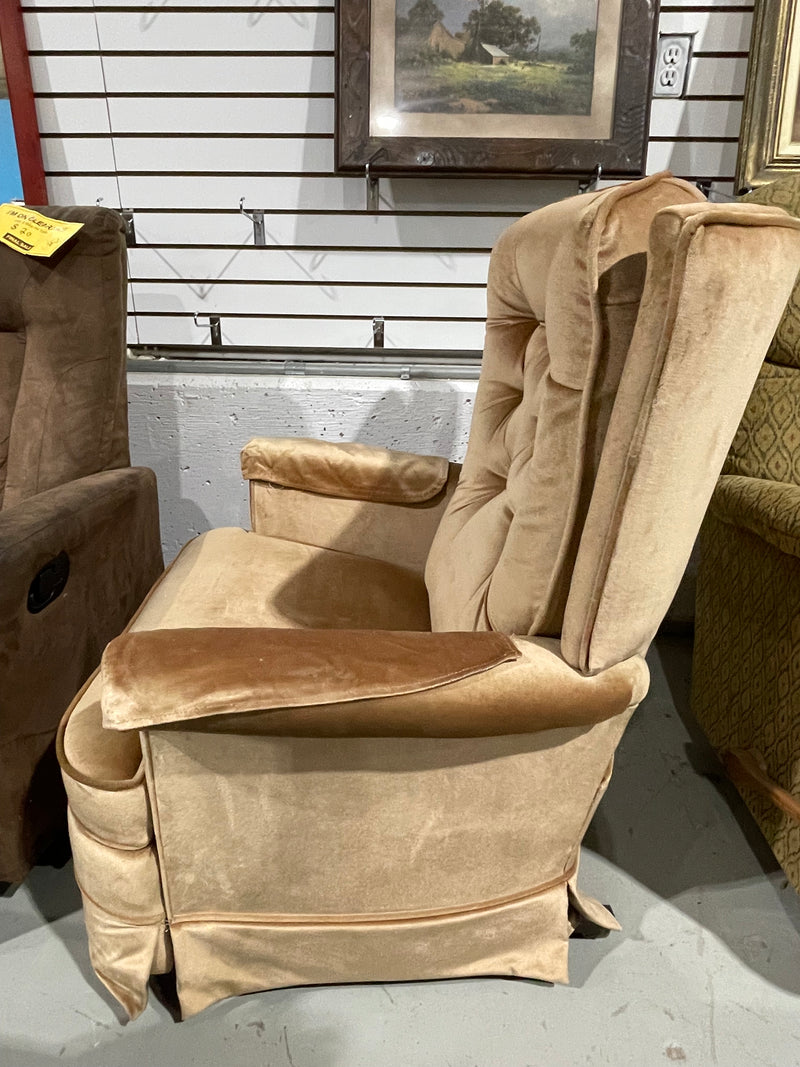 Vintage Mid-century Button-tufted Swivel Rocker Recliner.