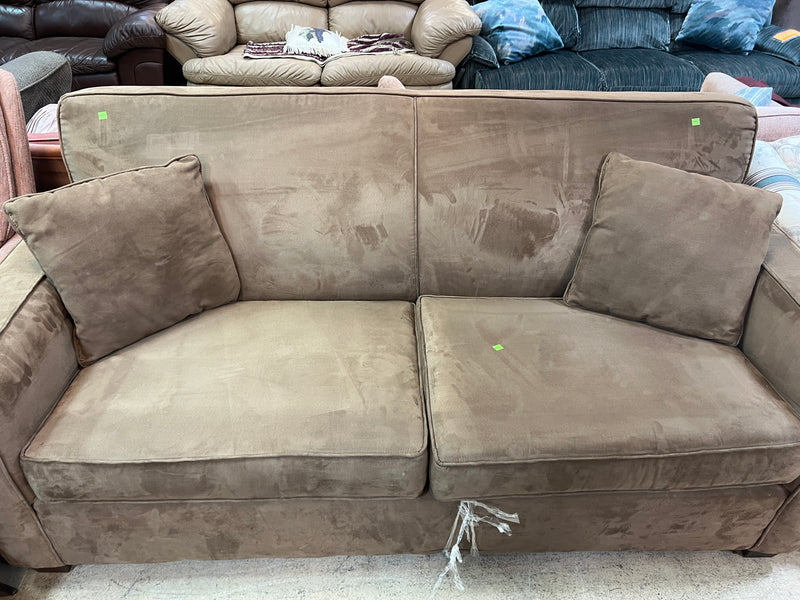 Modern Brown Upholstered Sofa with Track Arms
