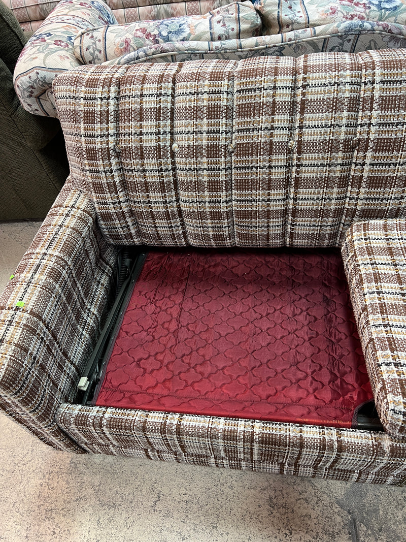 Vintage Plaid Herculon Sleeper Sofa