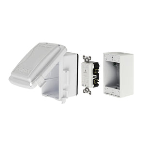 Reddot 1-Gang White Metal Weatherproof Rectangle Indoor/Outdoor Electrical Box Kit