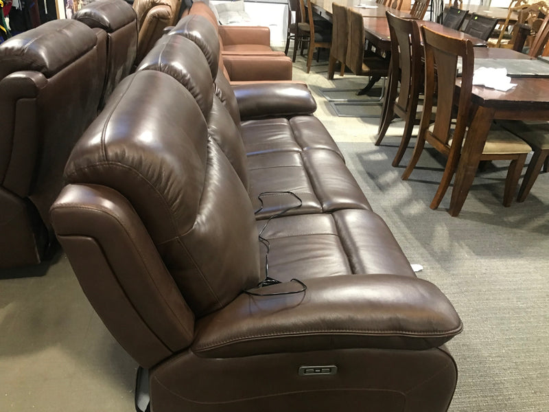 Dark Brown Leather Powered Recliner 3-Seater Sofa