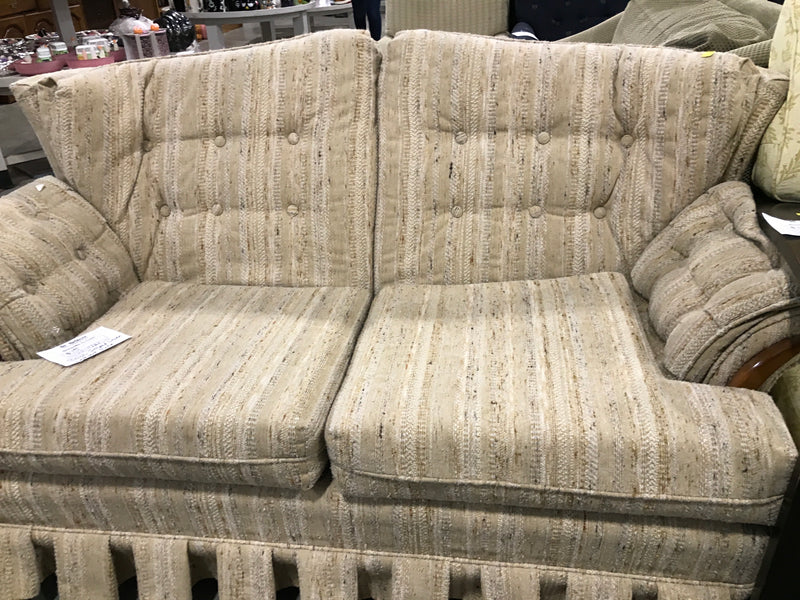 Beige Striped Haven Love-Seat Sofa