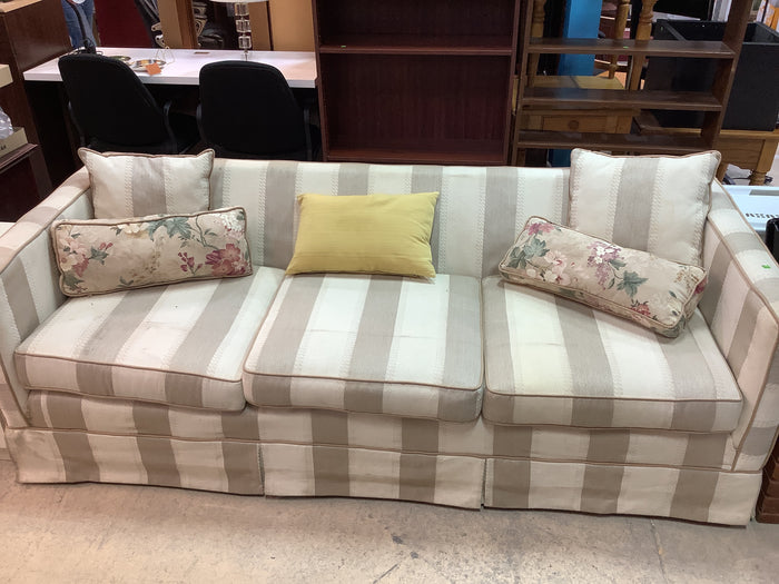 2 Piece Tan & White Striped Couch