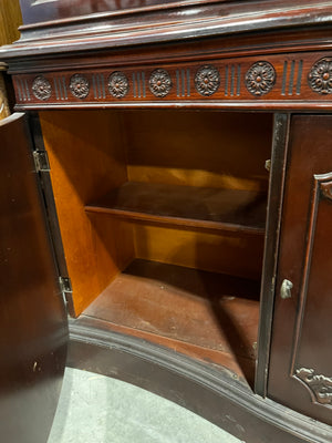 Antique Mahogany Bubble Glass Buffet & Hutch