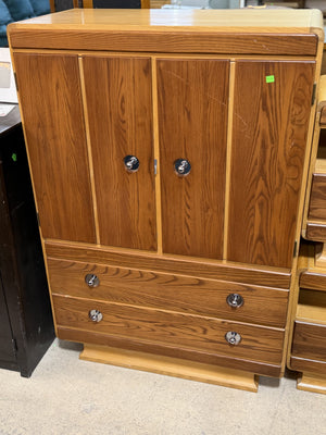 Solid Wood Armoire with Drawers