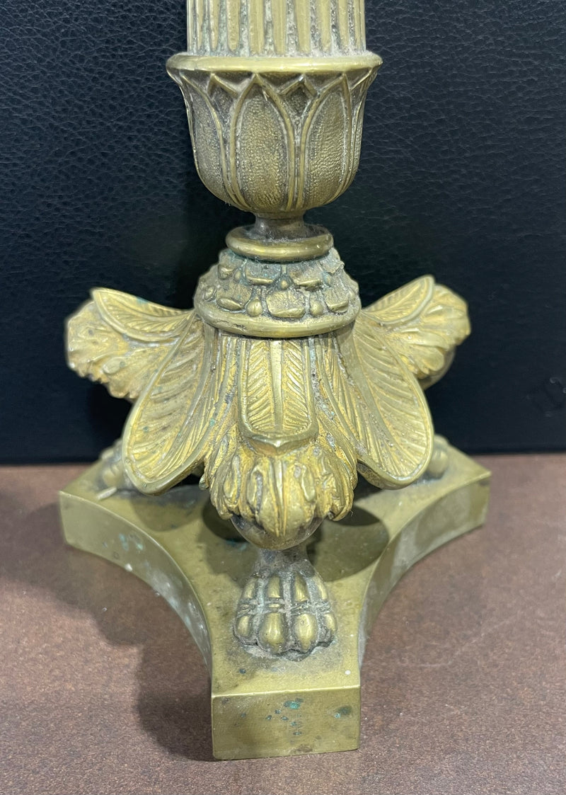 Pair of Antique French Empire - Restoration style gilt bronze candlesticks
