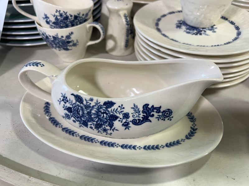Vintage Royal Florence by Mayfair Blue & White Transferware China Set – 79 Pieces