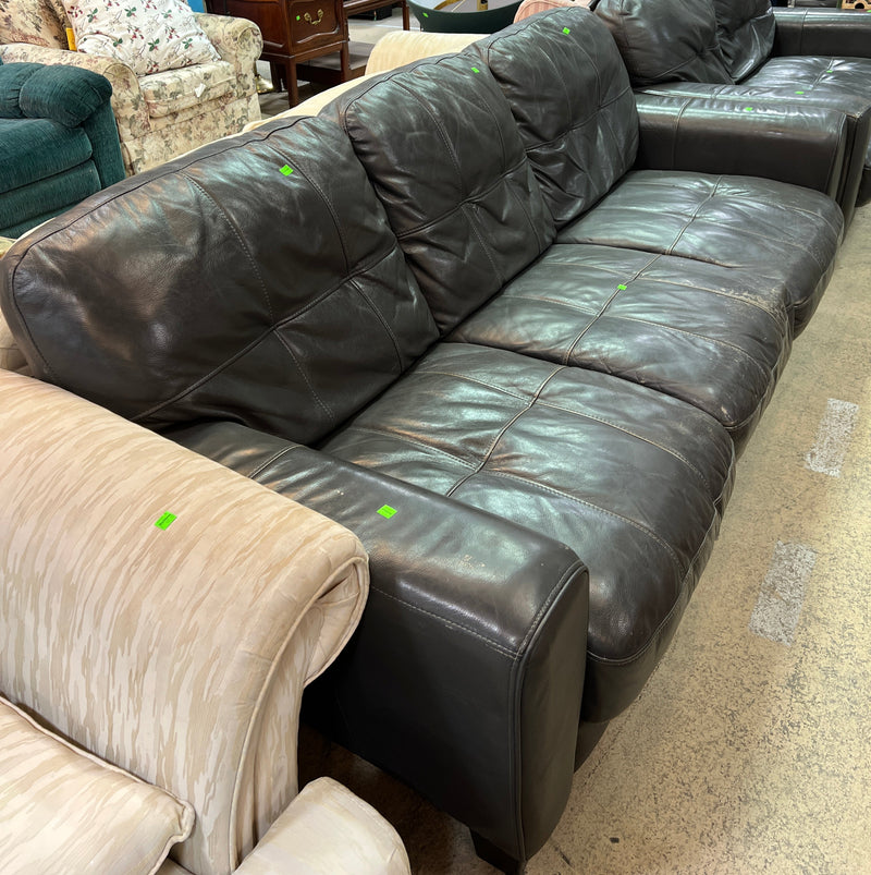Dark Brown Three-Seater Sofa