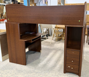 Classic Wooden Loft Bed with Built-In Desk & Shelving