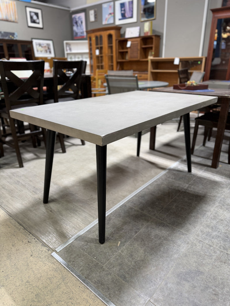 Rectangular Dining Table with Concrete-Style Top