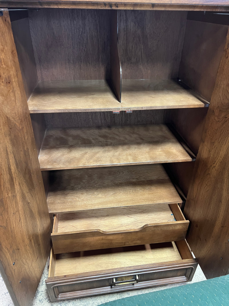 Wood Armoire Cabinet with Brass Hardware