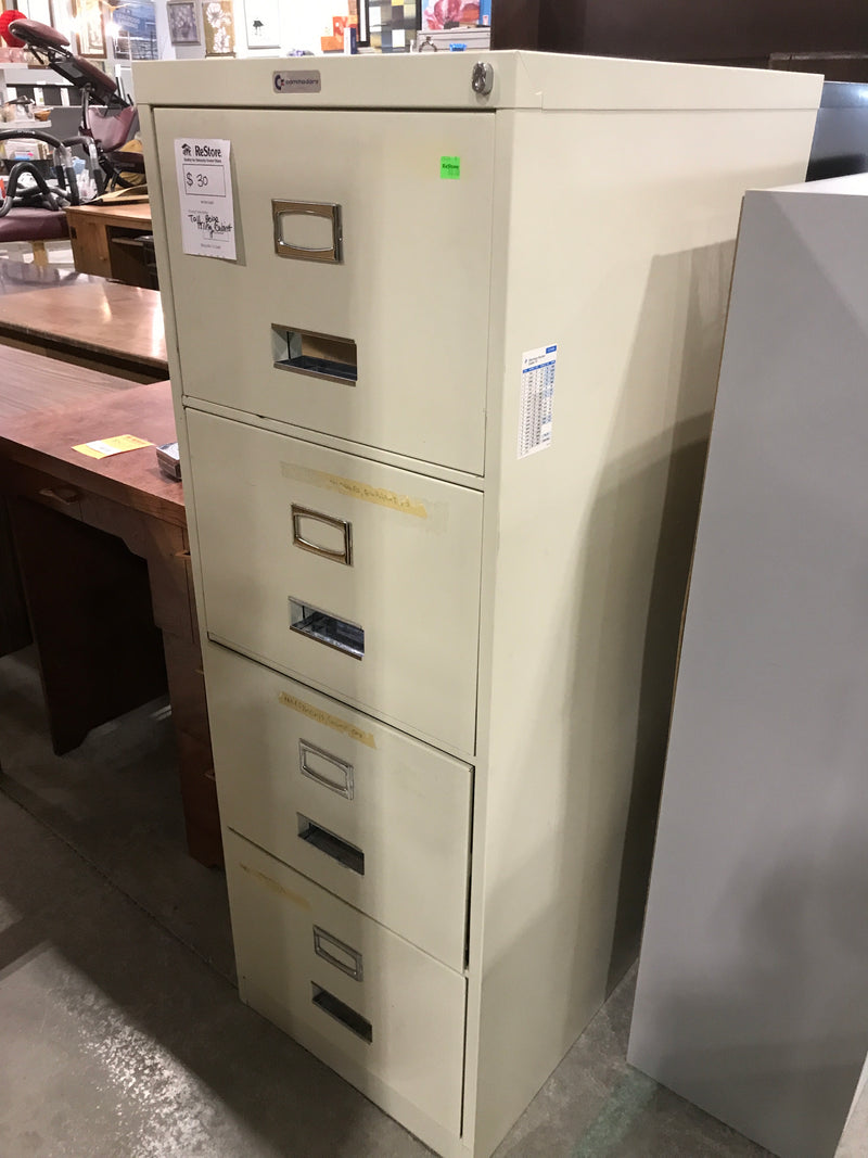 Tall Beige Filing Cabinet With 4 Drawers