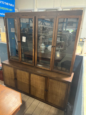 Mid-Century Modern Glass & Woven Buffet & Hutch