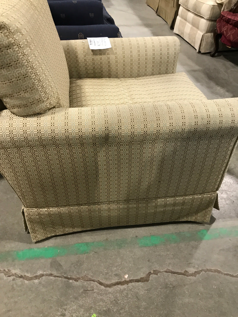 Beige Patterned High-Back Armchair
