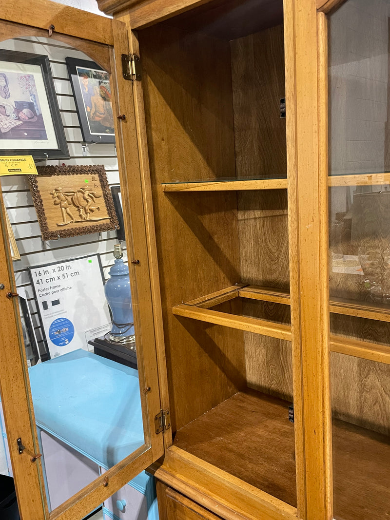 Vintage Wooden Hutch and Buffet Cabinet