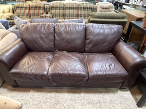 Brown Leather 3-Seater Sofa