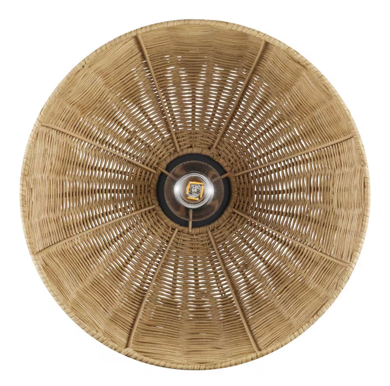 Highler 13.5” 1-light Matte Black Flush Mount with Natural Rattan Shade