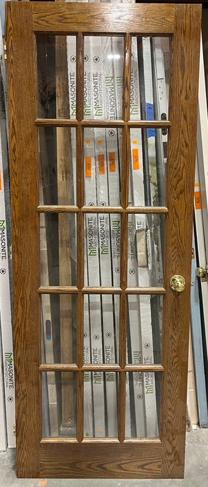 15-Panel Wooden Door with Door Knob