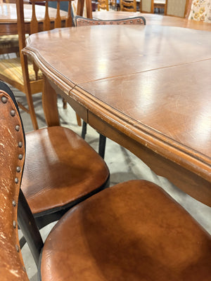 French Provincial Style Dining Table with Four Vintage Chairs