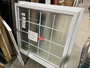 Frosted Privacy Window with Colonial Grid – White Frame