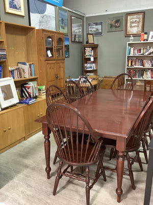 Solid Maple Table with 8 Windsor Style Chairs