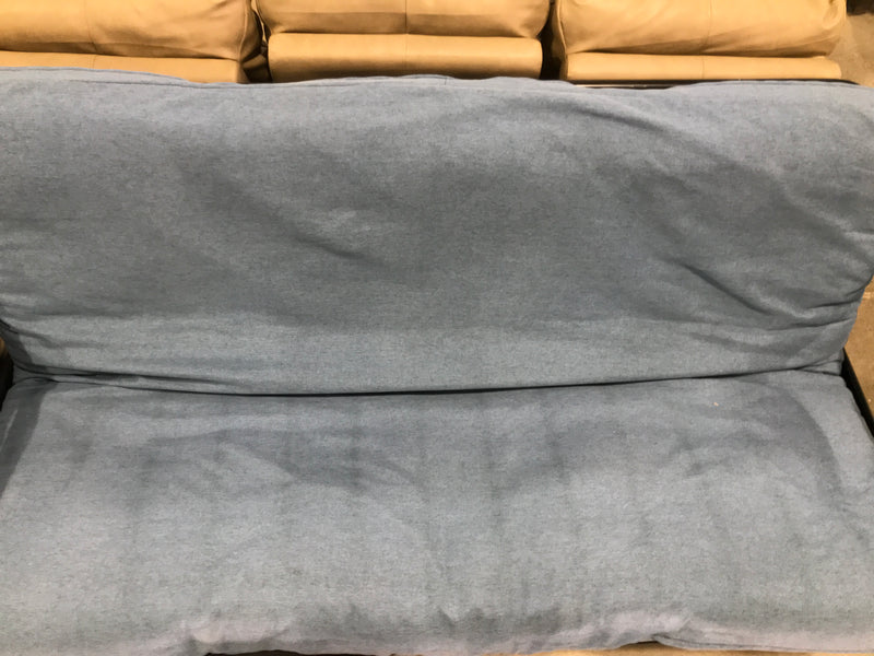 Blue Futon With Black Metal Base