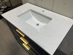Blue and Gold Artificial Marble Top Vanity