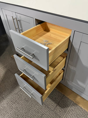 48”/60”/72” Double/Single Sink Grey Bathroom Vanity with Thick Quartz Top