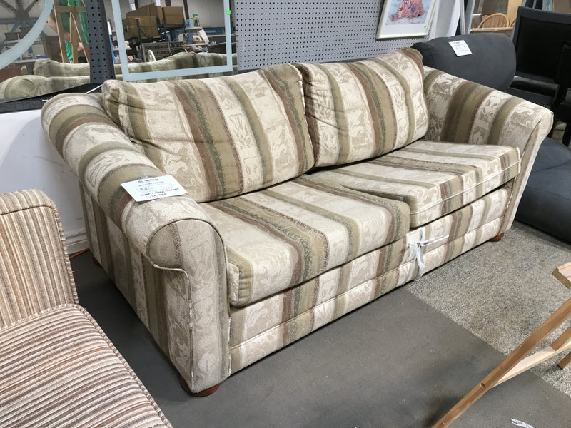 Green and beige love seat sofa bed