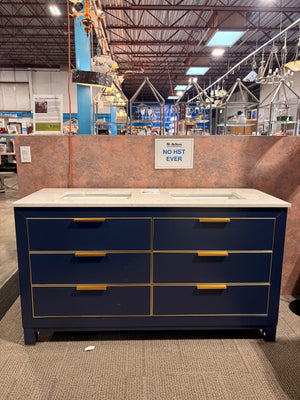 Royal Blue with Artificial White Marble Vanity