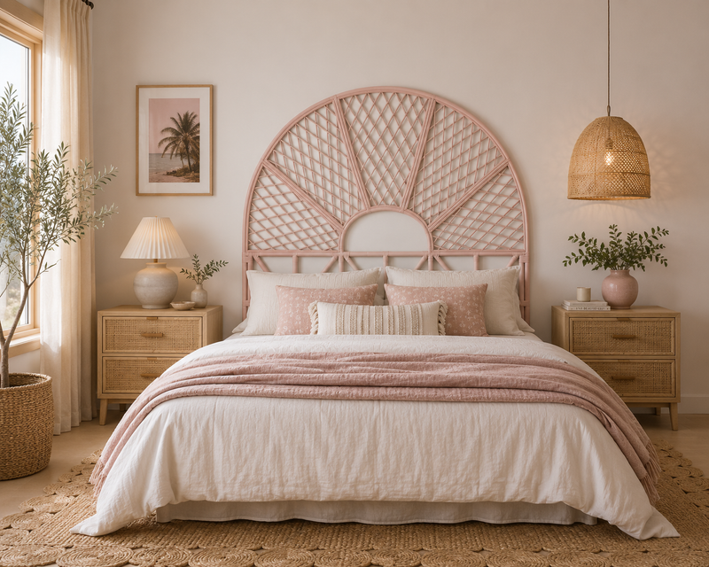 MERAH Rattan PINK Headboard
