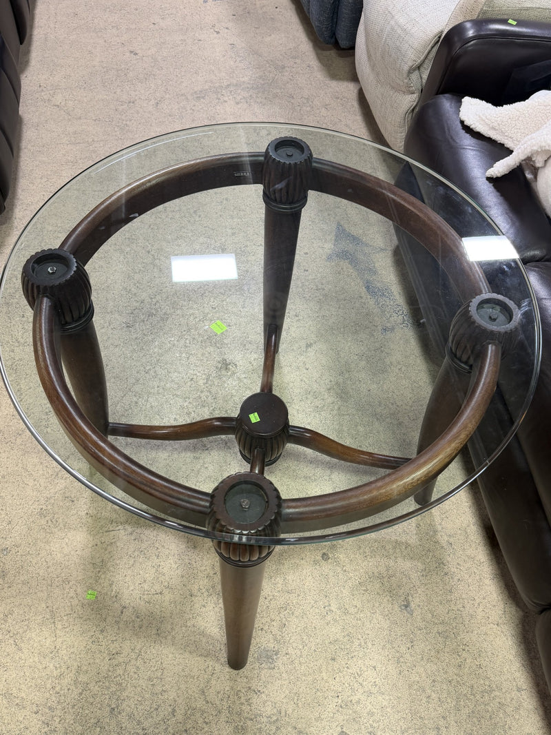 Round Glass-Top Accent Table