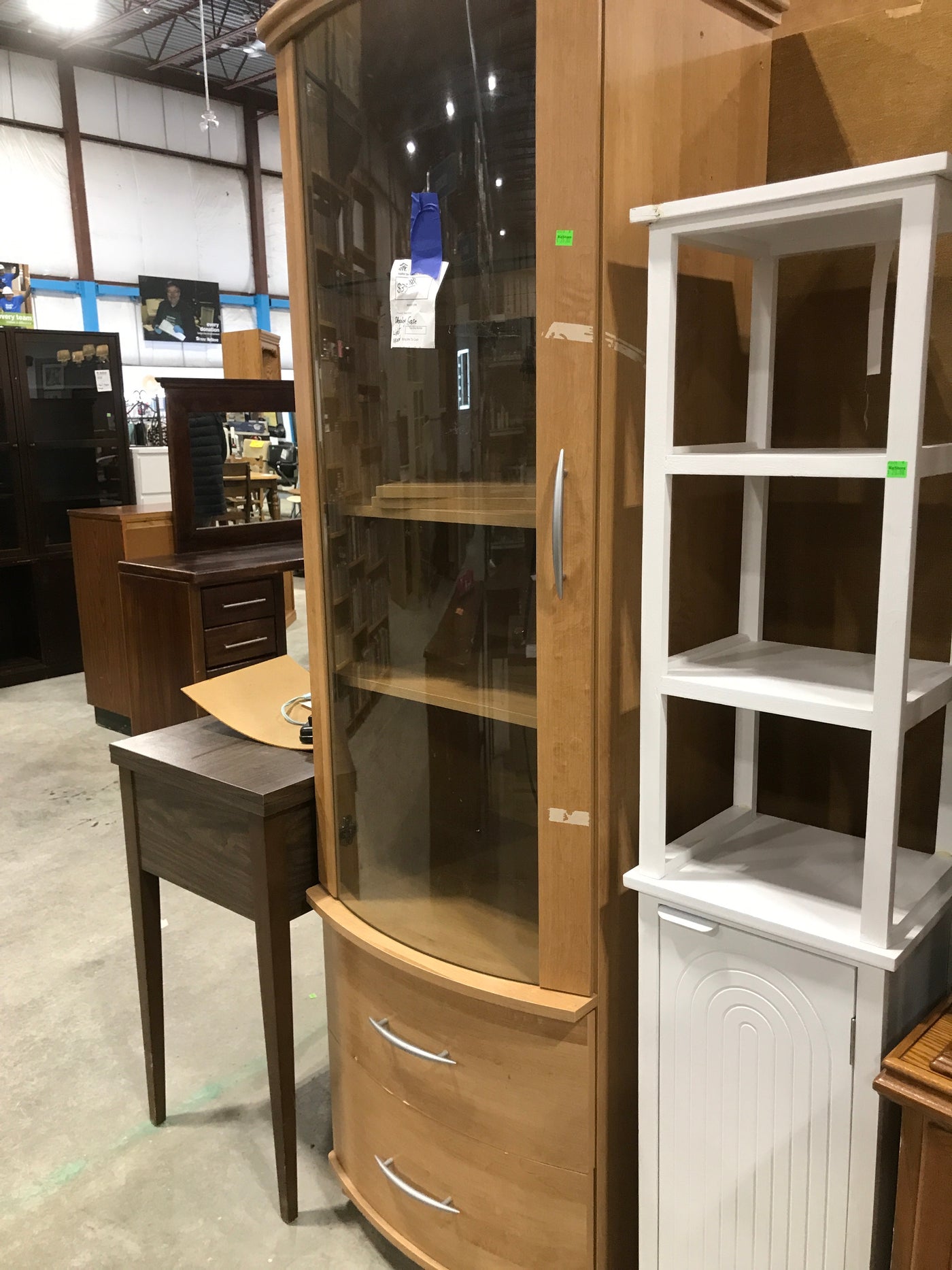 Light Brown Wooden Display Case With Shelving & 2 Drawers – Habitat for ...