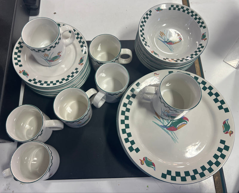 Newcor Stoneware Dining Set - "Cabin Mallard" Pattern
